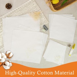 20 PCS Cotton Embroidery Fabric, Pre-Cut Solid Color 5 Different Sizes 5.9 to 19.6inch Embroidery Cloth Fabric Squares, Needlework Sewing Quilting Cloth for DIY Garment Crafts Project, Natural Color