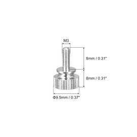 sourcing map Knurled Thumb Screws, M3x8mm Brass Shoulder Bolts Grip Knobs Fasteners, Nickel Plated 8Pcs