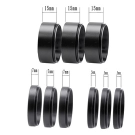 Starboosa Telescope T2-Extension Tube Kit for SLR Cameras and Eyepieces - Length 5mm x3; 7mm x3; 15mm x3 - M42x0.75 on Both Sides (9 Set)