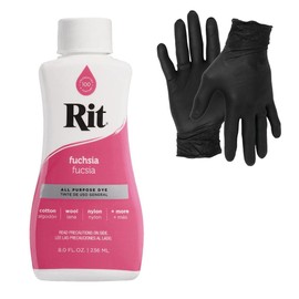 Dye – Rit Liquid Fabric Dye for Crafting, Clothing, and Décor – 8 oz. Bottle – with Artisx Nitrile Gloves Included (Fuchsia)