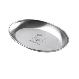 SHENGOCASE 4-Pack 7.3" Extra Wide Oval Shallow Cat Food Bowls Dish, Cute 304 Stainless Steel Anti Whisker Fatigue Plate,Whisker Friendly & Relief Plate for Big Cats (Without Mat)