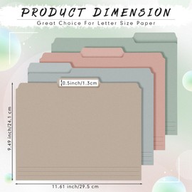 Resholder 144 Pcs Colored Manila File Folders Letter Size Paper File Folders with Labels 9.49 x 11.61 Inch 1/3 Cut Tab File Folders for Office Organizer Dividers Notes (Retro Color)