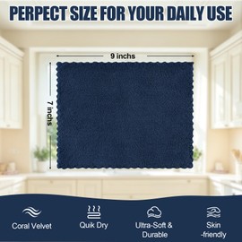 24 Pack Kitchen Cloths Dish Towels (7" x 9", Navy Blue)