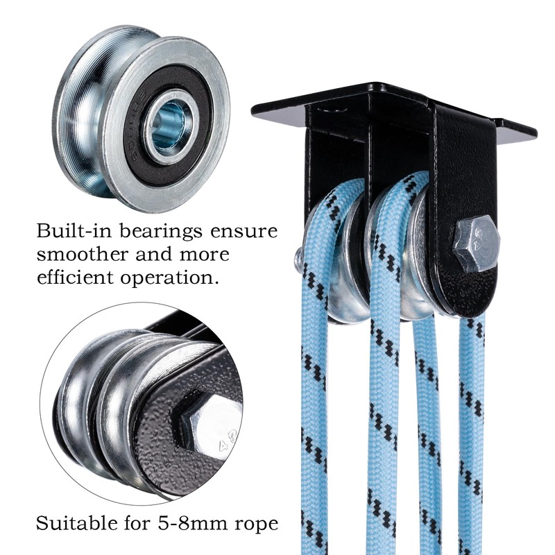 SHINIYUKI Wall & Ceiling Mount Double Pulleys System with 65Ft