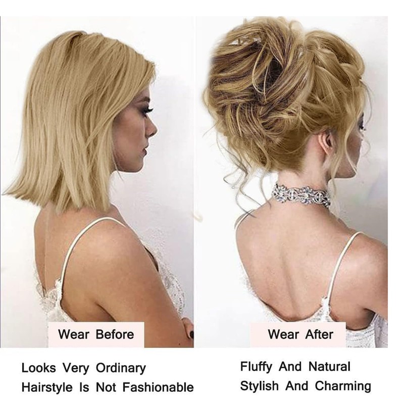 Hanaoops Claw Clip Messy Bun Hair Piece Wavy Curly Hair