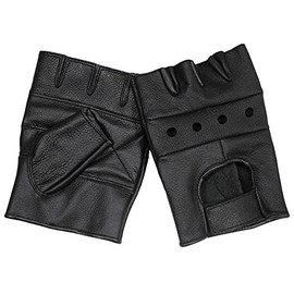 MFH Men's Fingerless Gloves "Deluxe" Black size L