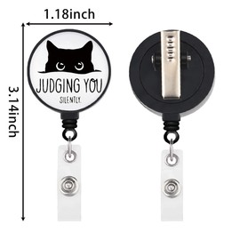 Lywjyb Birdgot Sarcastic Cat Badge Reel Animal Lover Gift Judgmental Cat Merch Cat Judging You Silently Merch (Judging Badge CA)