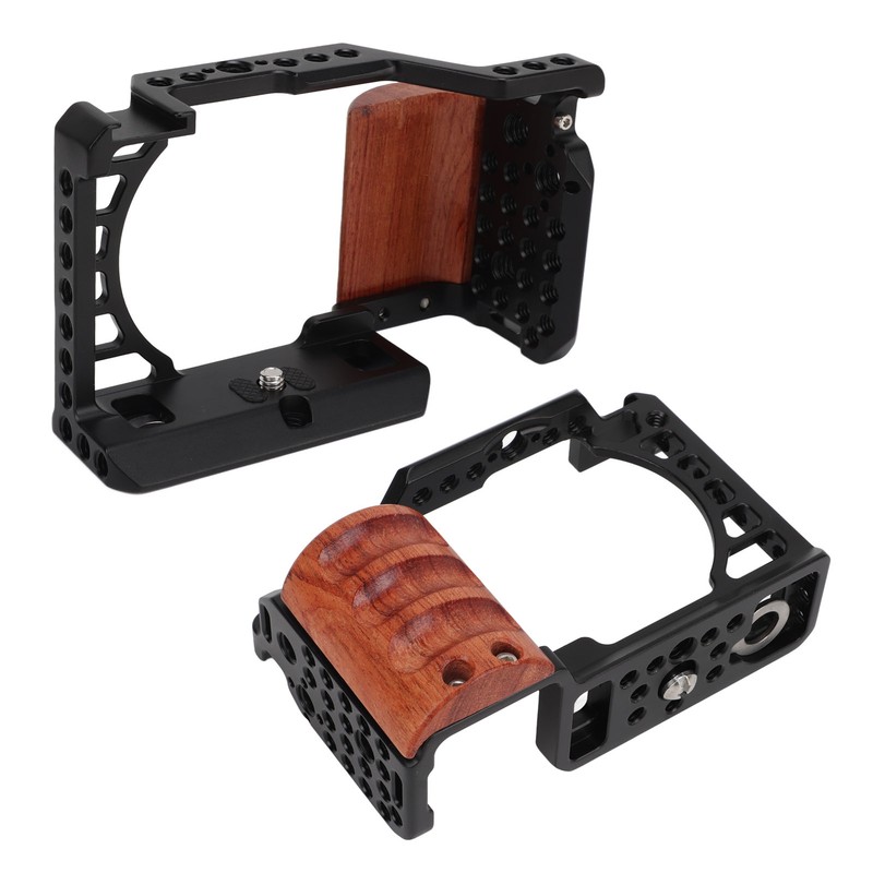 Aluminum Alloy Camera Cage with Wooden Handle Protective Frame with