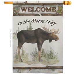 Breeze Decor WL-H-110104-IP The Moose Lodge Decorative Vertical House Flag, 28" x 40", Multicolor