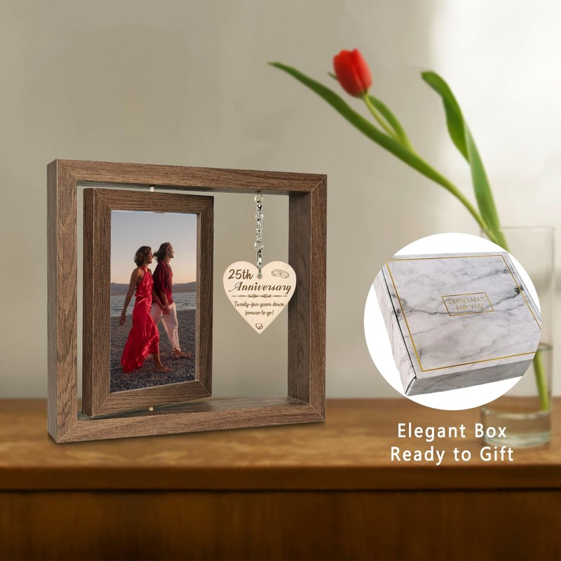 25th Wedding Anniversary Wood Photo Frame Gifts Silver Anniversary for