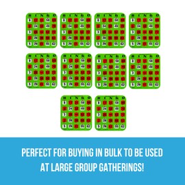 Regal Bingo Bulk Bingo Cards with Sliding Windows - Reusable Large Print Bingo Game Cards for Adults Large Group - 10 Pack, Green