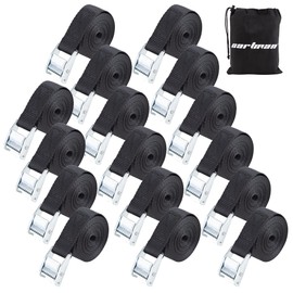 Cartman 1" x 12' Lashing Straps Cargo Tie-Down Strap Up to 600lbs, 16pk in Carry Bag, Black