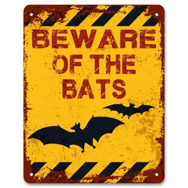 Print Crafted - Beware Of The Bats | Vintage Metal Garden Yard Warning Sign