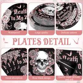 Pickmesh 250 Pcs Death to My 20s Party Decoration 30th Birthday Paper Plates Cups and Napkins Rip to My Twenties Birthday Party Tableware Set for Women Funeral Youth, 50 Guests