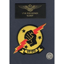 Ron SLIDER Kerner TOP GUN Movie Costume US NAVY Name Tag Squadron Patch Set of 2
