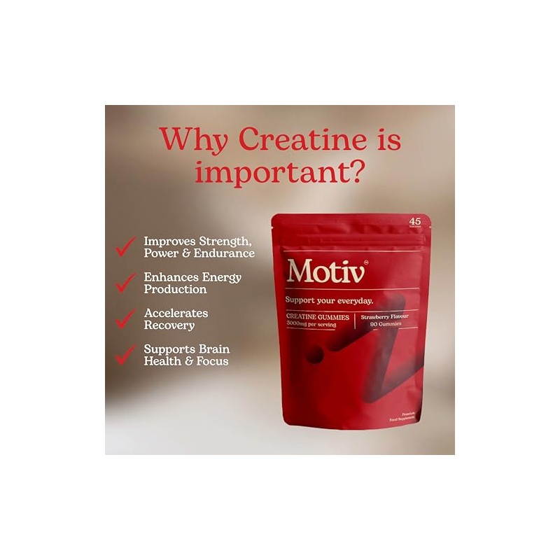 Motiv Creatine Monohydrate — 90 Gummies with 3000mg per Serving.