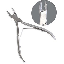 ToolUSA 4" (10.2 cm) Stainless Steel Cuticle Nippers | Precision Brushed Steel | Double Spring Action | For Professional & Home Use | Protective Sleeves Included