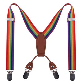GUCHOL Suspenders Bow tie for Boys and Girls Adjustable Unisex Elastic With Strong Metal Clips(Rainbow, 26 INCH(1-5Year)