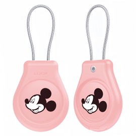 Mouse Ears AirTag Case, AirTag Case, Key Chain Type, Wire Ring Strap, For Luggage, Backpacks, Keys, Dustproof, Dirt-Resistant, Fall Prevention, Protective Case for AirTag (Pink)