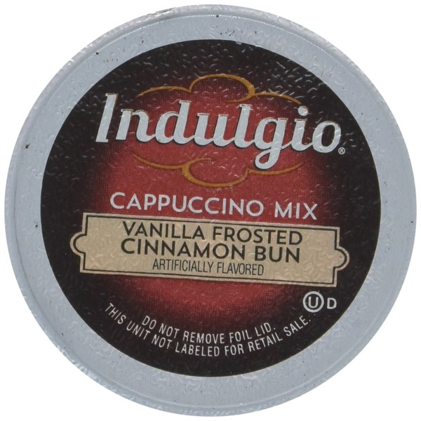 Indulgio Cappuccino Compatible with 2.0 Brewers, Vanilla Frosted Cinnamon Bun,