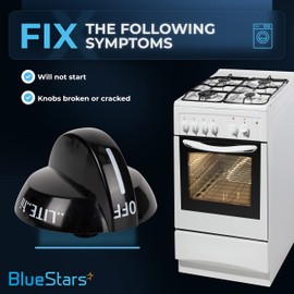 BlueStars Ultra Durable 316220009 Range Burner Gas Stove Knob Replacement Part Compatible with Frigidaire Ranges - Replaces 1379610 AP4322122 PS199153 AH1991531 EA1991531 - Pack of 2