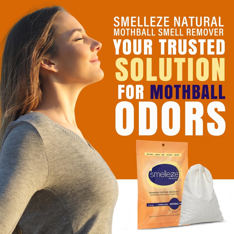 SMELLEZE Reusable Mothball Smell Remover & Odor Eliminator – Eliminate