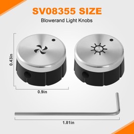 2025 Updated SV08355 Blower and Light Knobs A LED lighting knob B Blower speed control knob Compatible with Broan Kenmore Range Hood E60 E64 Knob Replacement V08355 1932986 AP4980185 3-Years Warranty