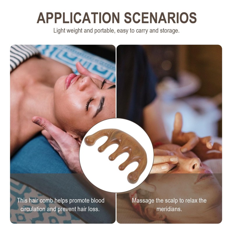 Doitool Massage Comb Made of Light Brown Wood for Head