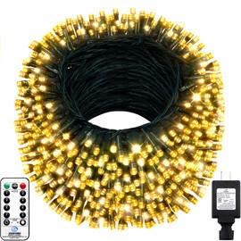 KNONEW 403ft 1000 LED String Lights Outdoor Christmas Lights 8 Modes & Timer Fairy Light Plug in Waterproof LED String Lights for Xmas Yard Tree Wedding Party Holiday Decorations(Warm White)
