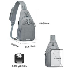 G4Free Sling Bag RFID Crossbody Sling Backpack with USB Charging Port, Travel Hiking Daypack Shoulder Chest Bag for Women Men(Gray)