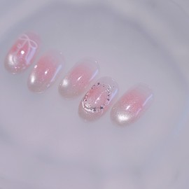 Cheek Glow Handmade Nail Tips Ball Touch Magnet Gra Nail - Coffin Long / 치크글로우 수제네일팁 볼터치 자석그라 네일 - 코핀롱