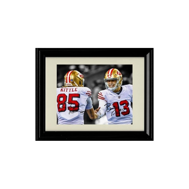 Framed Brock Purdy and George Kittle Autograph Promo Print (Black