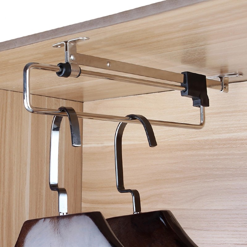 VILLCASE Adjustable Closet Rod, Retractable Closet Pull Out Rod Wardrobe