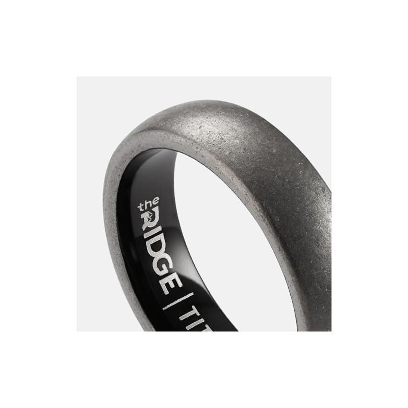Ridge 6mm Rounded Ring Set - Stonewashed Titanium - 10.5