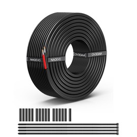 NAOEVO 10 Gauge Wire 2 Conductor Electrical Wire, 10 AWG Stranded PVC Cord, 12V Low Voltage/Tinned Copper/Flexible Cable for Automotive Wiring, Lamp Cord, Marine Cable (30FT)