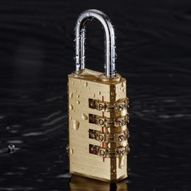 4 Digit Combination Lock Padlock Solid Brass Padlock with Combination Small Copper Lock Combination for Indoor and Outdoor Rustless Die-Cast Fashion Pure Copper Locks (1)