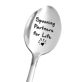 Spooning Partners for Life Spoon Engraved Stainless Steel for Women Men - Best for Girlfriend Wife Dad Husband Boyfriend - Perfect for Birthday/Valentine/Anniversary/Christmas