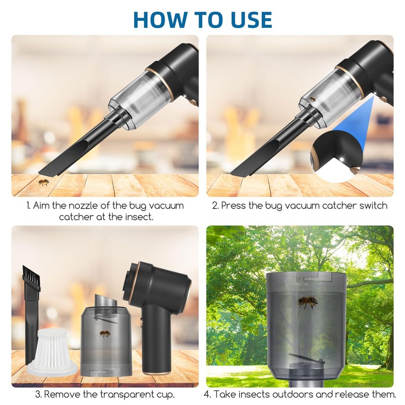 Bug Vacuum Catcher, Spider and Insect Catcher Traps, Rechargeable Bug