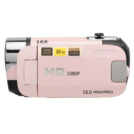 KIMISS D90 Digital Camera with Fill Light 1080P 16MP 2.4" Rotating Screen 16X Zoom HD Video Recorder Camcorder (PINK)