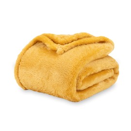 Berkshire Blanket Classic Extra-Fluffy™ Plush Blanket King Size, Soft Fuzzy Fluffy Long Hair Blanket for Couch Sofa Bed, Ochre, 90x108 Inches