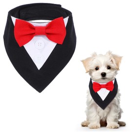 GEEHUA Formal Dog Tuxedo, Dog Wedding Bandana Collar with Bow Tie Dog Costume for Small Dogs Adjustable Dog Wedding Outfit Dog Suit for Pet Dogs Party Wedding Birthday Valentines