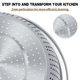 Colander 304 Stainless Steel 3-quart with Mixing Bowls, Strainer for Kitchen Food For washing vegetables, fruit, rice, Dishwasher Safe. (2PC)