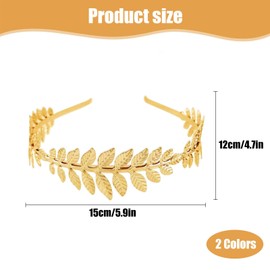 dinghaole 2 Pcs Roman Leaf Crown, Roman Style Tiara, Boho Headpiece Hairband, Gold Silver Leaf Band Crown of Leaves, Bridal Costume Accessories for Women Girls Fashion Party Decoration