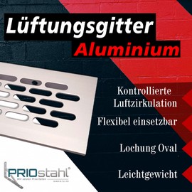 Ventilation Grille Aluminium | 80 mm x 245 mm | Colour: Brushed Stainless Steel | Ventilation Grille Aluminium | Web Plate | Ventilation Grille | Heating Grille | Ventilation Grille