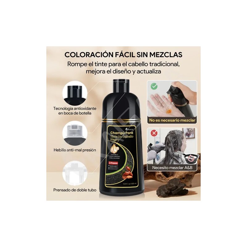Kaisasa Shampoo Con Tinte Cubre Canas Con Aceite De Argn
