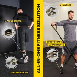 Tube Resistance Bands for Working Out Men and Women - Exercise Bands Resistance Bands Set, Handles, Ankle Straps, Foot Straps and Door Anchor, Tube Workout Bands (Military Green)