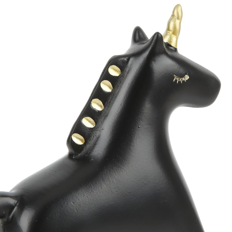 Rocking Horse Statue Black Small 13.5x4.5x14.5cm/5.3x1.8x5.7 Decorative Horse Sculpture Crafts