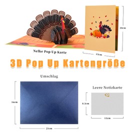 Magic Ants Turkey Pop Up Thank You Card, Turkey Birthday Cards for Children, Women, Mum, Wife, Turkey Thanksgiving Day Card, Thank You Greeting Cards
