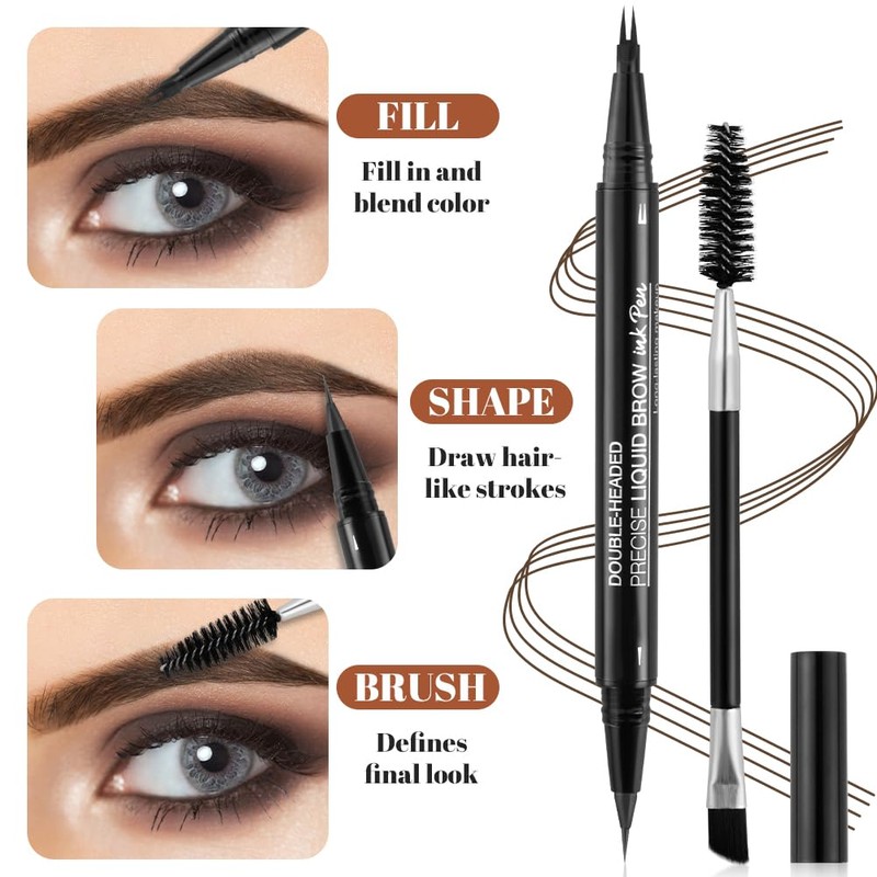 LOPHE Microblading Eyebrow Pencil, Waterproof 2-in-1 with 2 Fork Tip