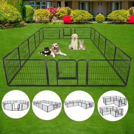 SEGAWE Dog Playpen Indoor 16 Panels 24" Pet Fence Exercise Pen Foldable Puppy Playpen
